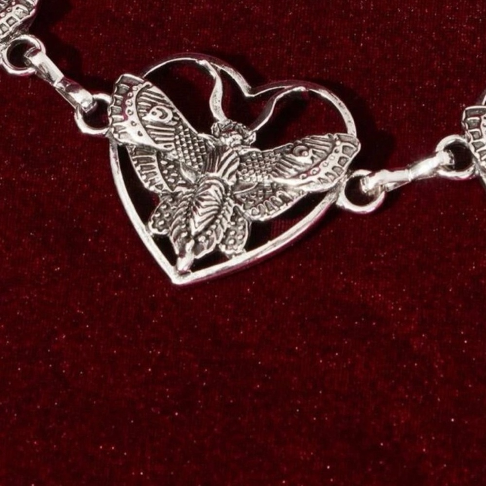 Goth Silver Link chain belt with moths - Picture 6 of 7